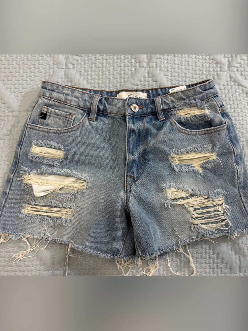 Distressed denim shorts - Light Blue XS